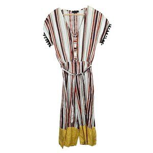 Magari Italian 100% Linen Wide Leg Crop Jumpsuit Boho Beachy Resort Vacation